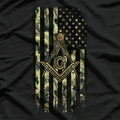 Masonic Camo American Flag - Freemason T-Shirt