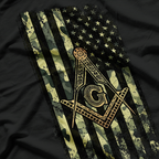 Masonic Camo American Flag - Freemason T-Shirt
