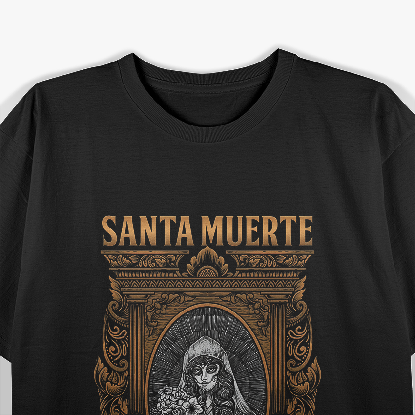Santa Muerte Inspired Sugar Skull Design T-Shirt
