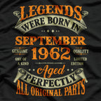 Legend Born in September 1962: Vintage Birthday T-Shirt