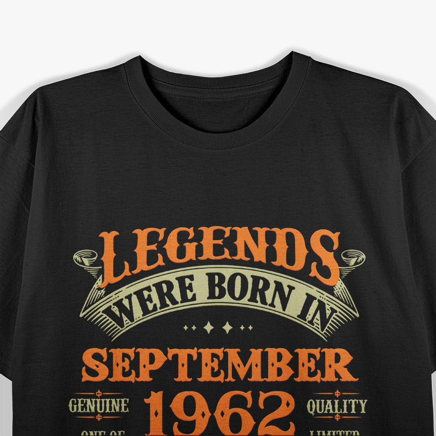 Legend Born in September 1962: Vintage Birthday T-Shirt