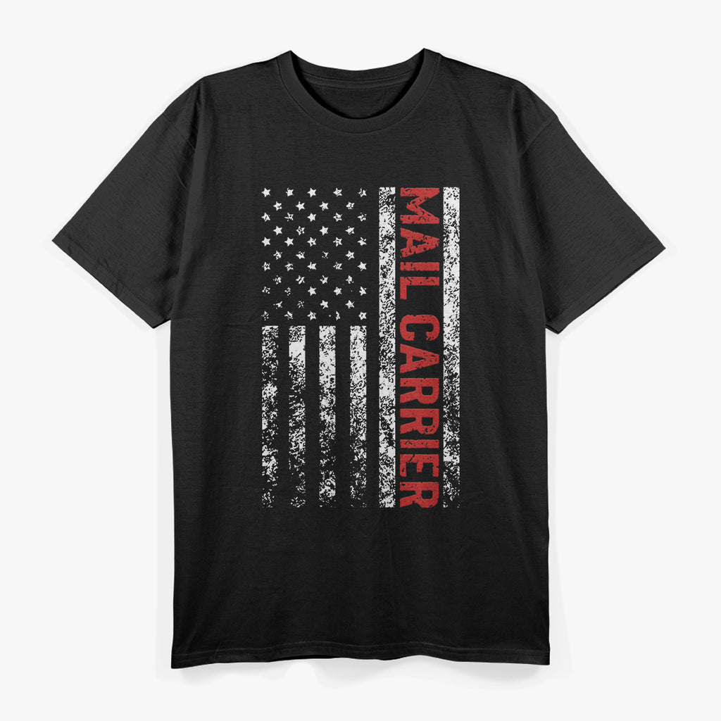 Mail Carrier Vintage American Flag Postal Worker Pride T-Shirt