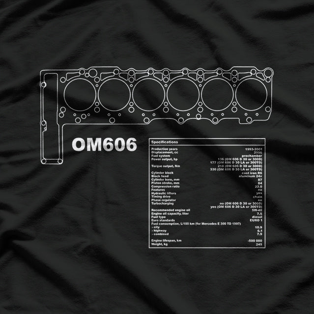 OM606 Engine Diesel Classic Car Enthusiast T-Shirt