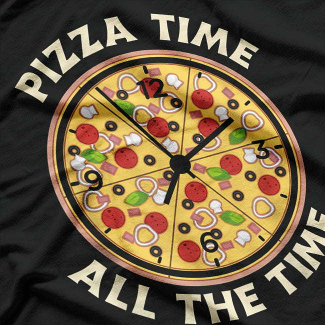 Pizza Time All the Time Funny Food Lover Cheese Pepperoni T-Shirt