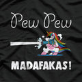 Unicorn Pew Pew Madafakas Funny Cute Rainbow Gun Meme Humor T-Shirt