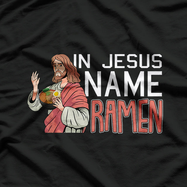 In Jesus Name Ramen Funny Christmas Pun Japanese T-Shirt