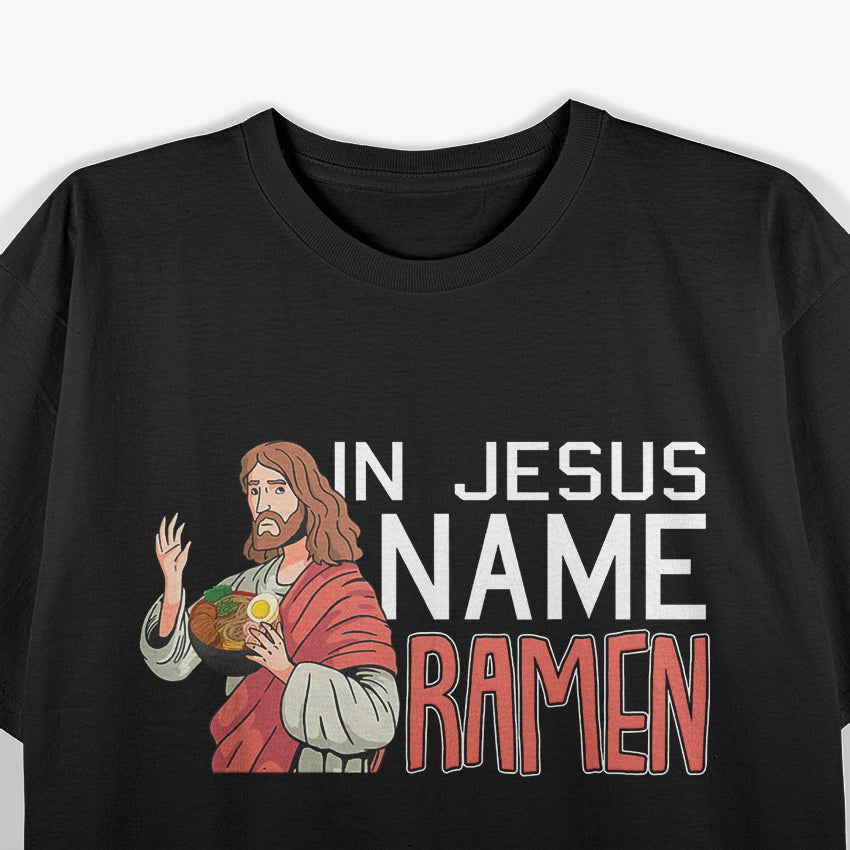 In Jesus Name Ramen Funny Christmas Pun Japanese T-Shirt
