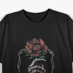 Skeleton Hand Rose Gothic Red Flower Skull Tattoo Occult Art T-Shirt