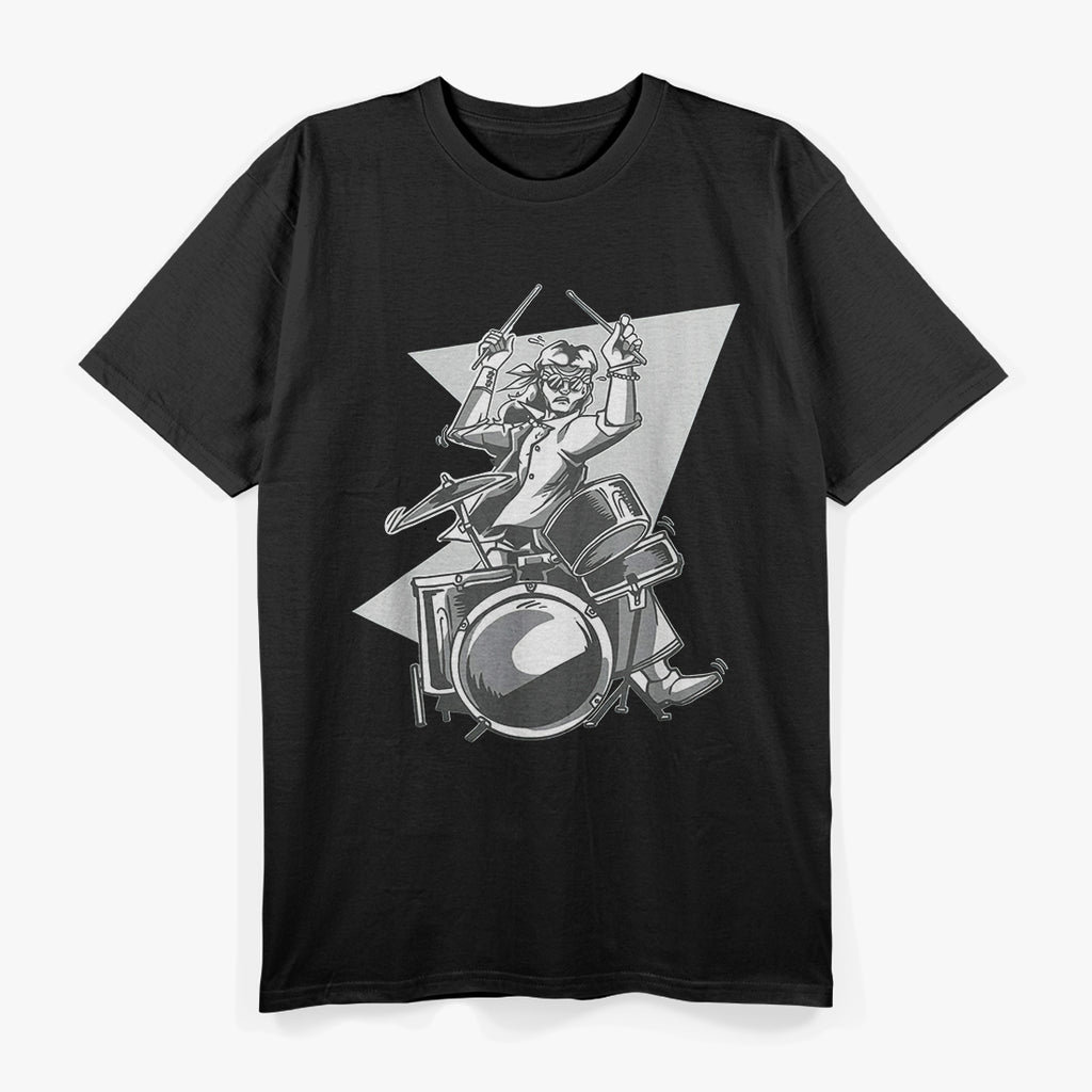 Hippie Drummer Music Lover Retro Boho Percussion Band T-Shirt