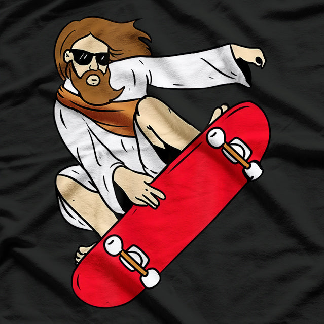 Jesus Riding Skateboard – Cool Religious Streetwear Design T-Shirt