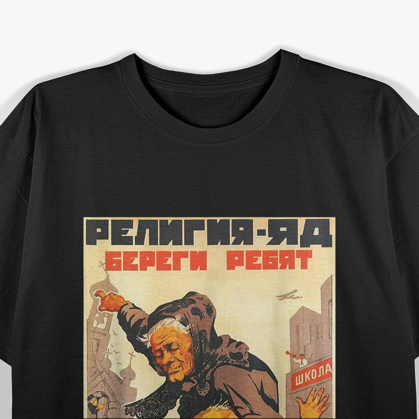 Soviet Union USSR – Vintage Atheism Propaganda Poster T-Shirt