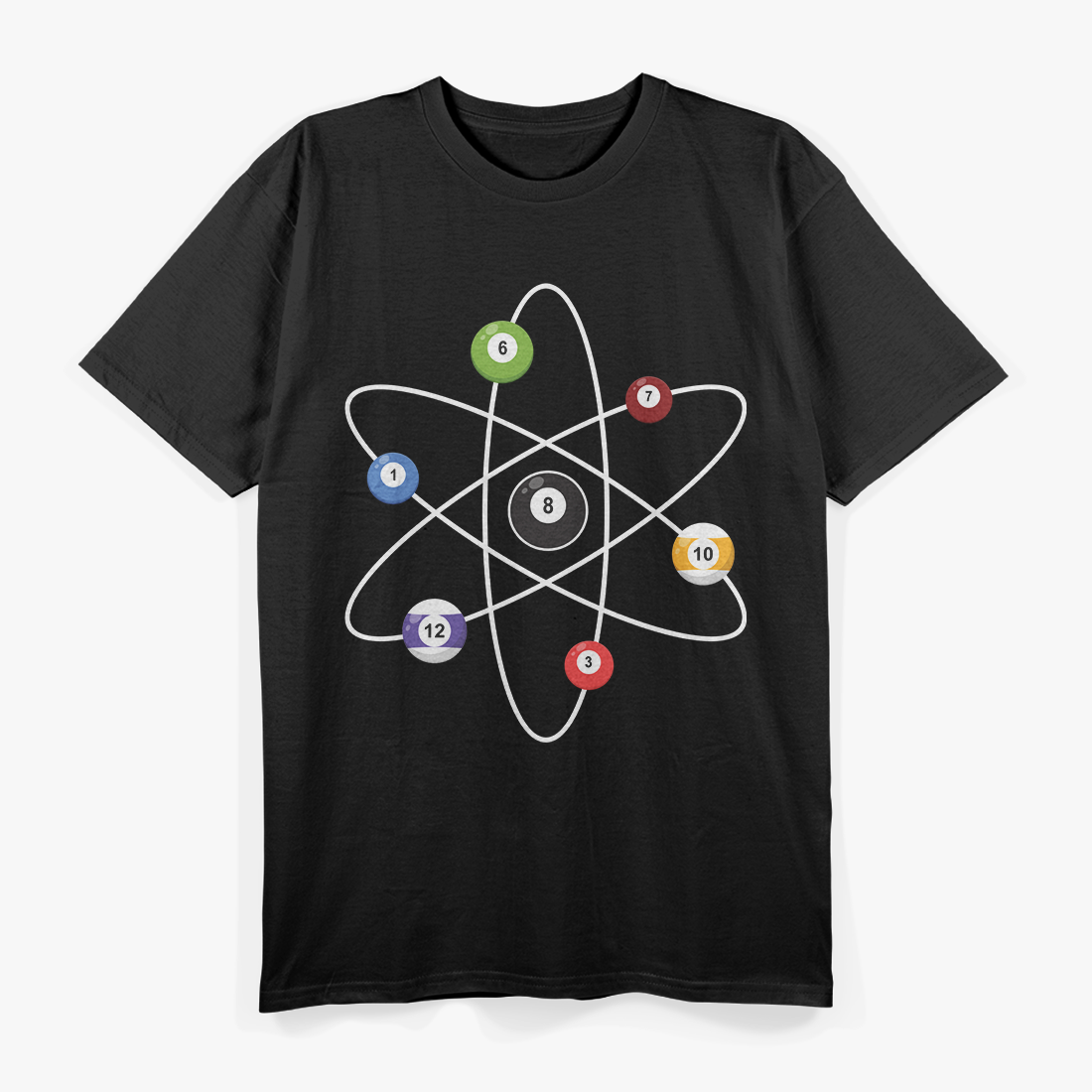 Atomic Cue Ball – Science Meets Billiards Humor Love T-Shirt