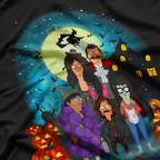 Funny Burger Family Halloween  Cartoon Parody Graphic T-Shirt