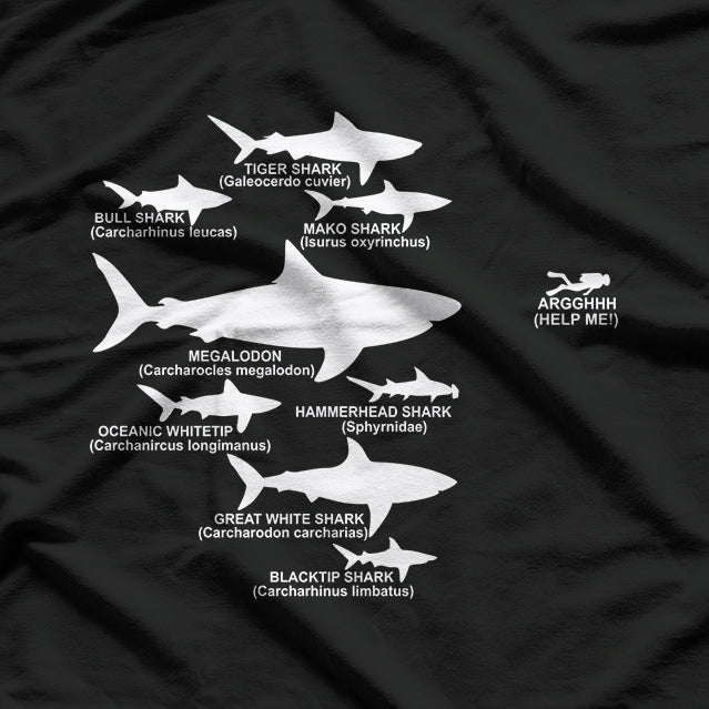 Shark Hierarchy Funny Diver Ocean Scuba Diving Humor T-Shirt