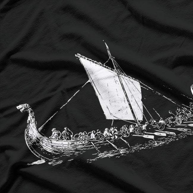 Viking Ship Warriors – Odin Calls, Valhalla Awaits T-Shirt