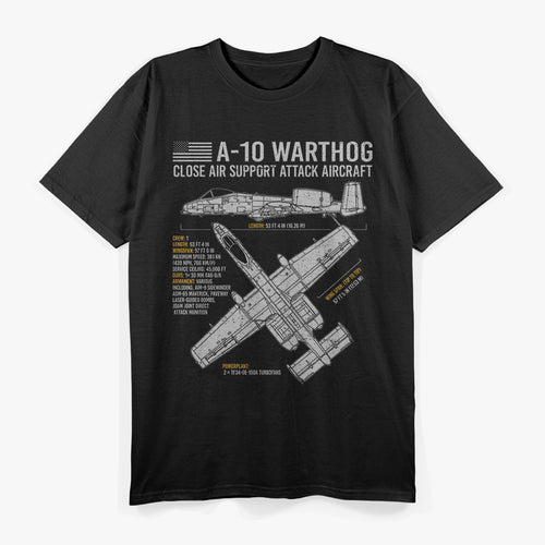 A-10 Warthog Blueprint US Aircraft Plane USAF Airplane T-Shirt