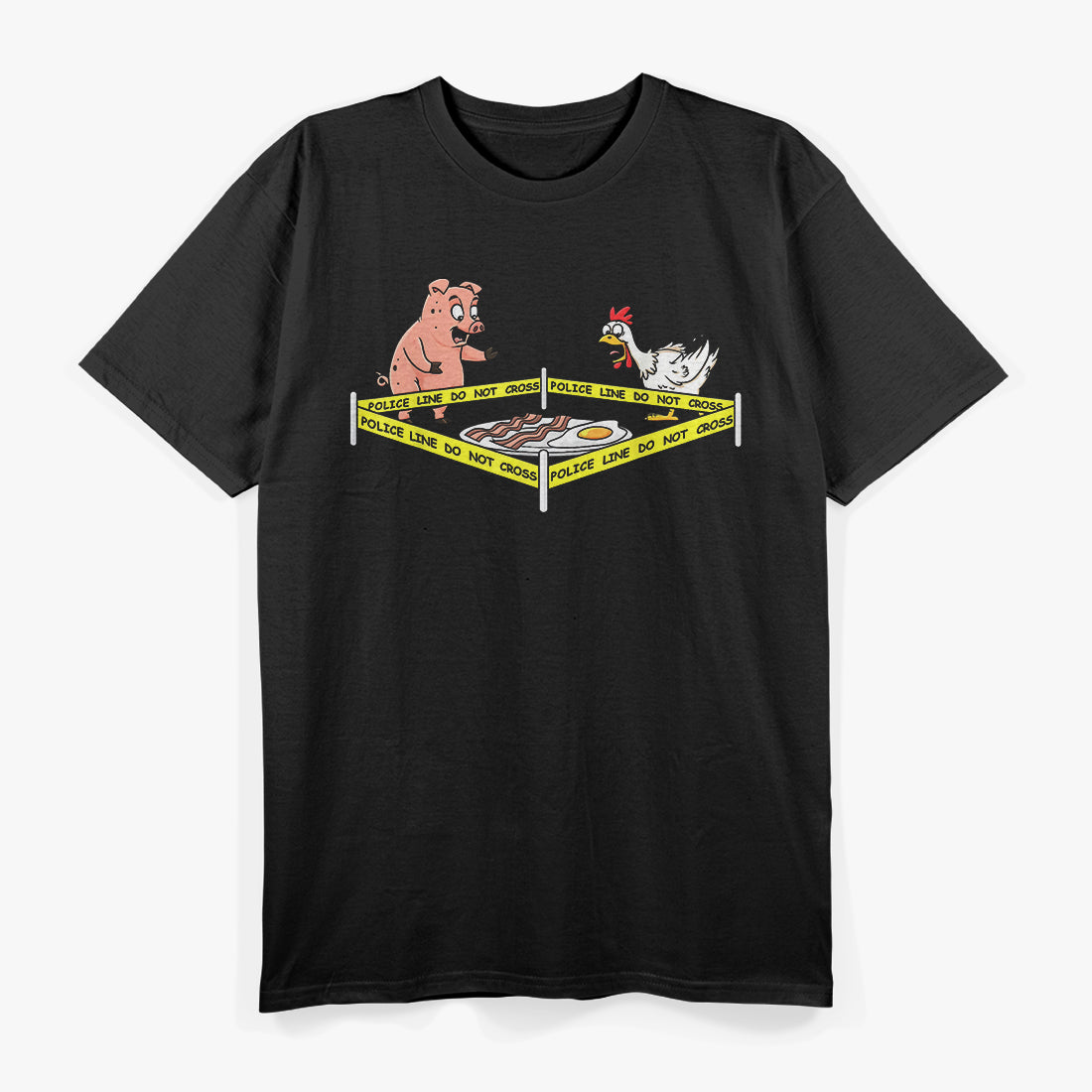 Police Line Do Not Cross Pig & Chicken Funny Food Humor T-Shirt