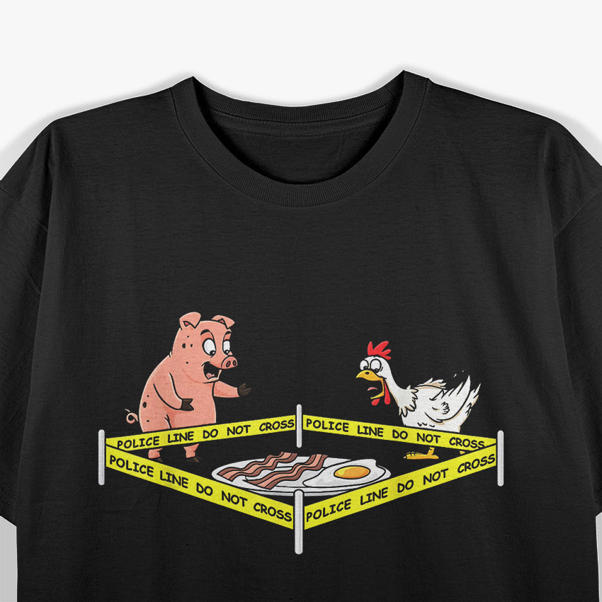 Police Line Do Not Cross Pig & Chicken Funny Food Humor T-Shirt