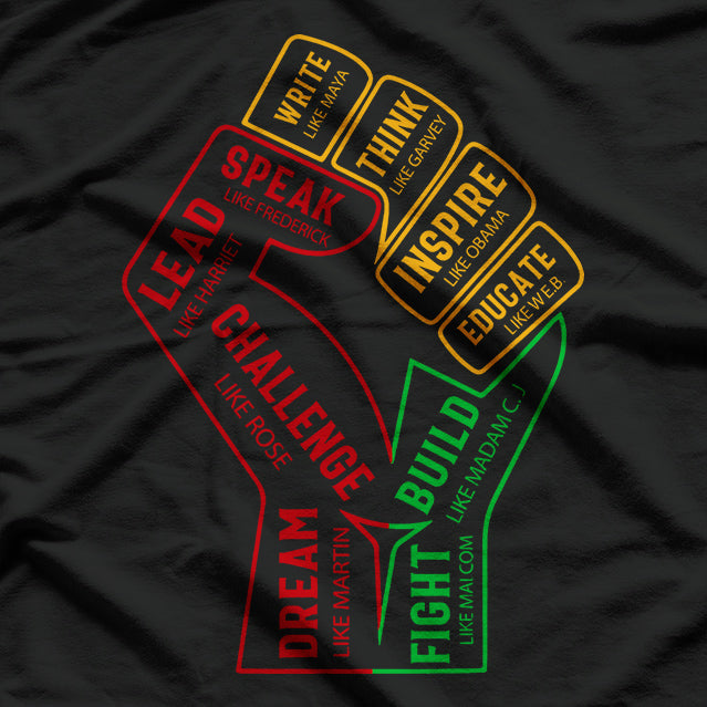 Inspiring Black Leaders, Power Fist Hand - Black History Month T-Shirt