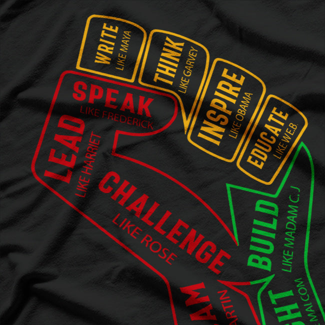 Inspiring Black Leaders, Power Fist Hand - Black History Month T-Shirt