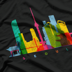 Seoul Skyline South Korea Colourful Cityscape Art T-Shirt