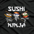 Funny Retro Sushi Ninja Samurai Japanese Food Lover Humor T-Shirt