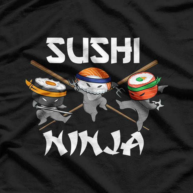 Funny Retro Sushi Ninja Samurai Japanese Food Lover Humor T-Shirt