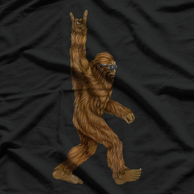 Rock On Bigfoot Sasquatch Loves Rock And Roll Sunglasses T-Shirt