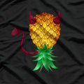 Swinger Upside Down Bad Pineapple Devil Horn Humor T-Shirt