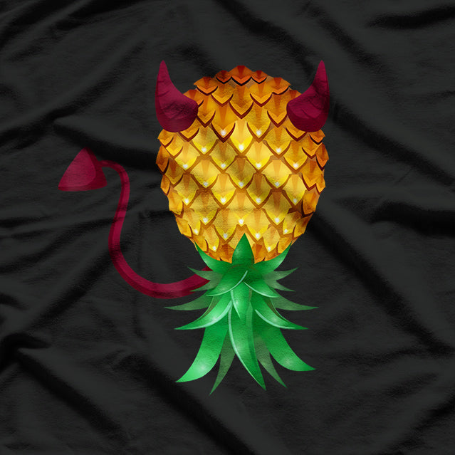 Swinger Upside Down Bad Pineapple Devil Horn Humor T-Shirt