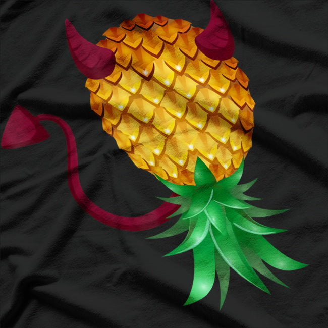 Swinger Upside Down Bad Pineapple Devil Horn Humor T-Shirt