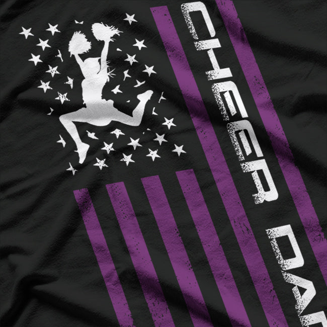 US Flag Cheer Dad Proud Cheerleading Father Sports Fan T-Shirt