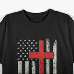 Faith Over Fear Retro USA Flag Christian Cross T-Shirt