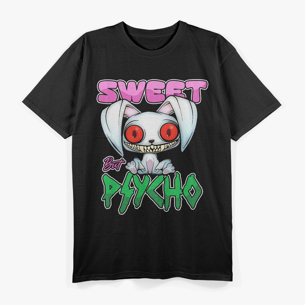 Sweet but Psycho Bunny – Creepy Gothic Rabbit Vibes T-Shirt