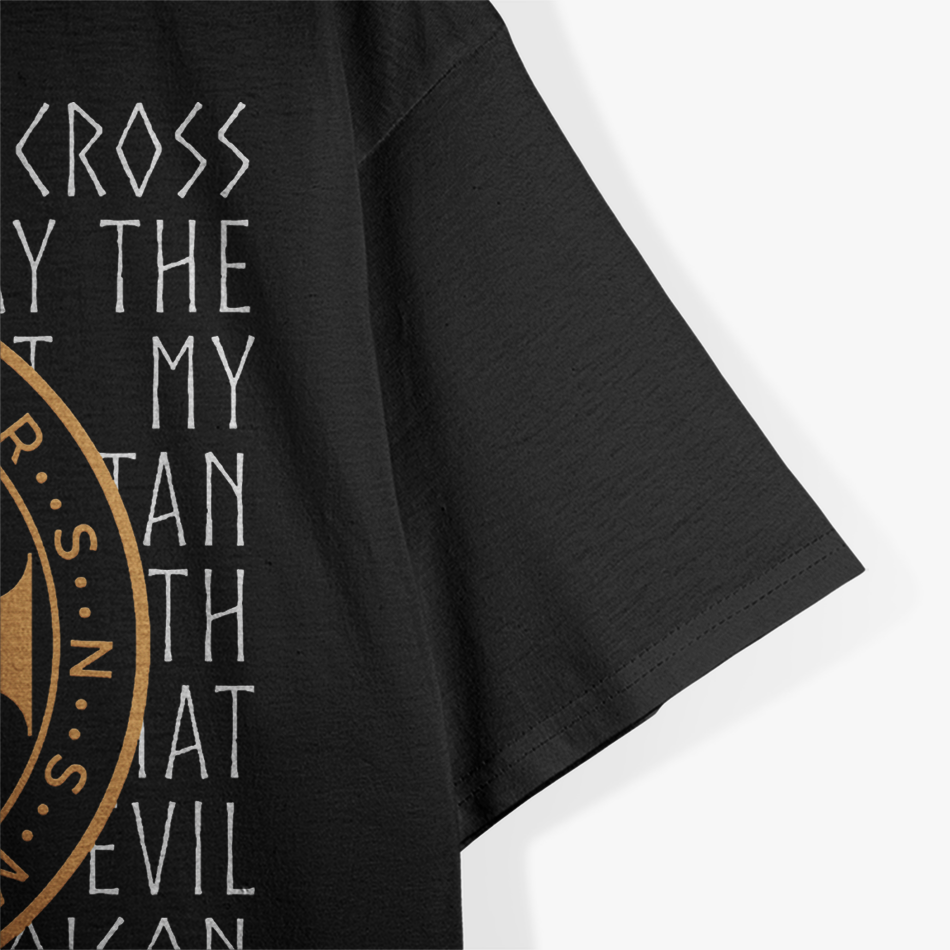 Christian Prayer Saint Benedict Medal & Holy Cross Design  T-Shirt