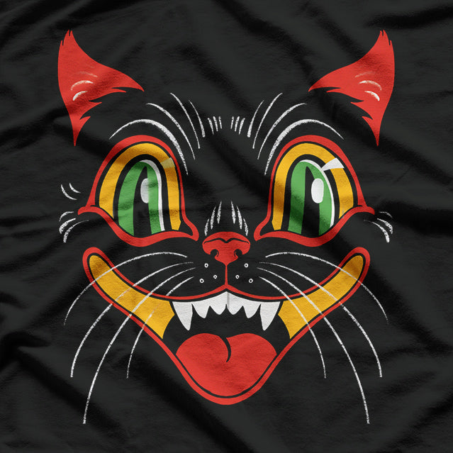 Retro Black Cat Face – Vintage Halloween Aesthetic T-Shirt