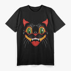 Retro Black Cat Face – Vintage Halloween Aesthetic T-Shirt