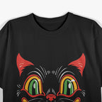 Retro Black Cat Face – Vintage Halloween Aesthetic T-Shirt
