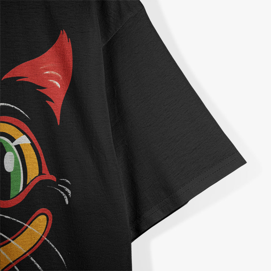 Retro Black Cat Face – Vintage Halloween Aesthetic T-Shirt