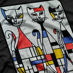 Mid Century Mondrian Cats  Retro Abstract Art Cat Lover T-Shirt