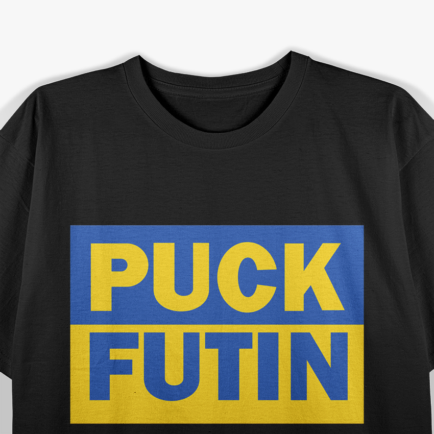 Puck Futin Ukrainian Flag Anti-War Statement Cotton Graphic T-Shirt