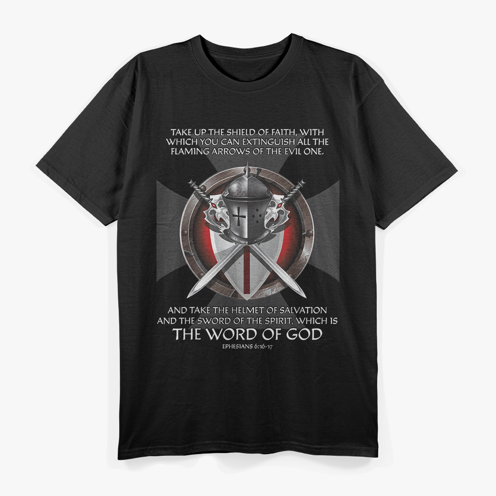 Bold Armor of God Verse-Inspired Artwork T-Shirt