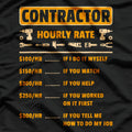 Contractor Hourly Rate Price Chart Labor Funny Gift Handyman T-Shirt
