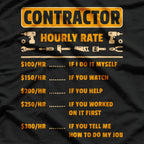 Contractor Hourly Rate Price Chart Labor Funny Gift Handyman T-Shirt