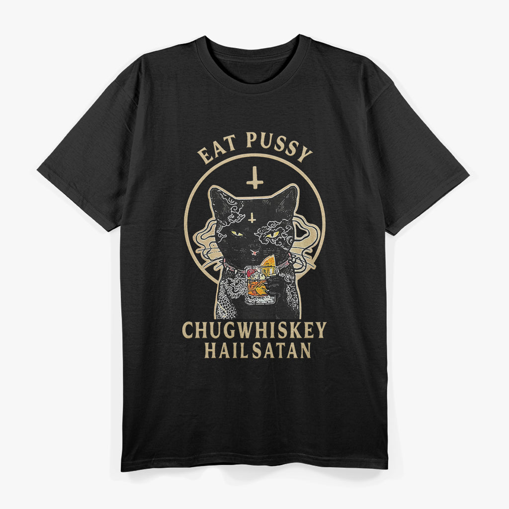 Eat Pussy Funny Black Cat Vintage Humor Sarcasm T-Shirt