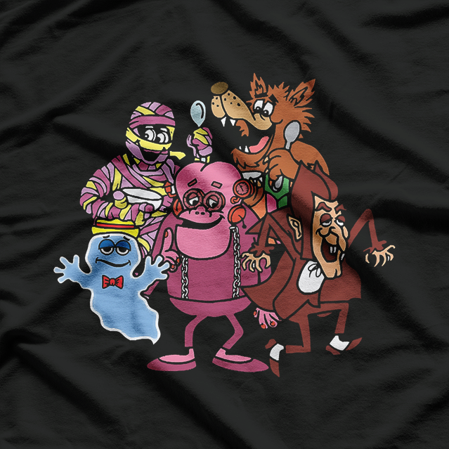 Funny Monster Breakfast  Retro Cereal Parody Graphic T-Shirt