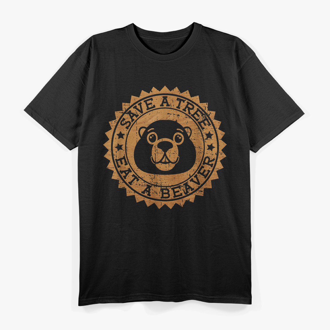 Save a Tree Eat a Beaver – Funny Humor Graphic Retro T-Shirt