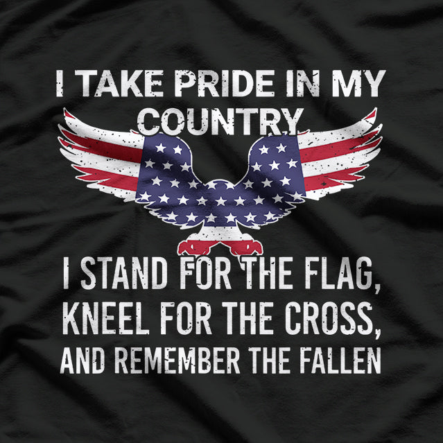 I Take Pride in My Country Veteran Patriot USA American Flag T-Shirt