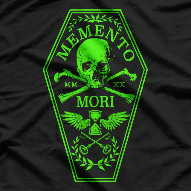 Memento Mori Green Skull Art Inspired Gothic Aesthetic  T-Shirt