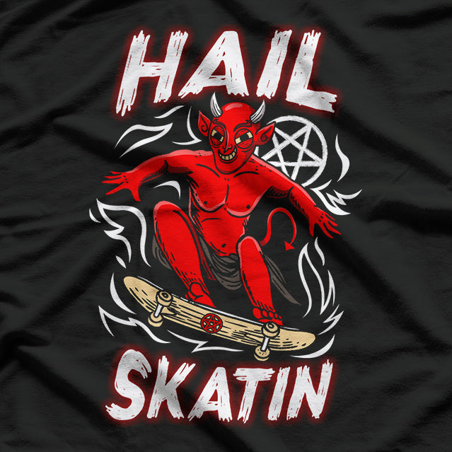 Hail Skatin Satanic Occult Funny Skateboard T-Shirt